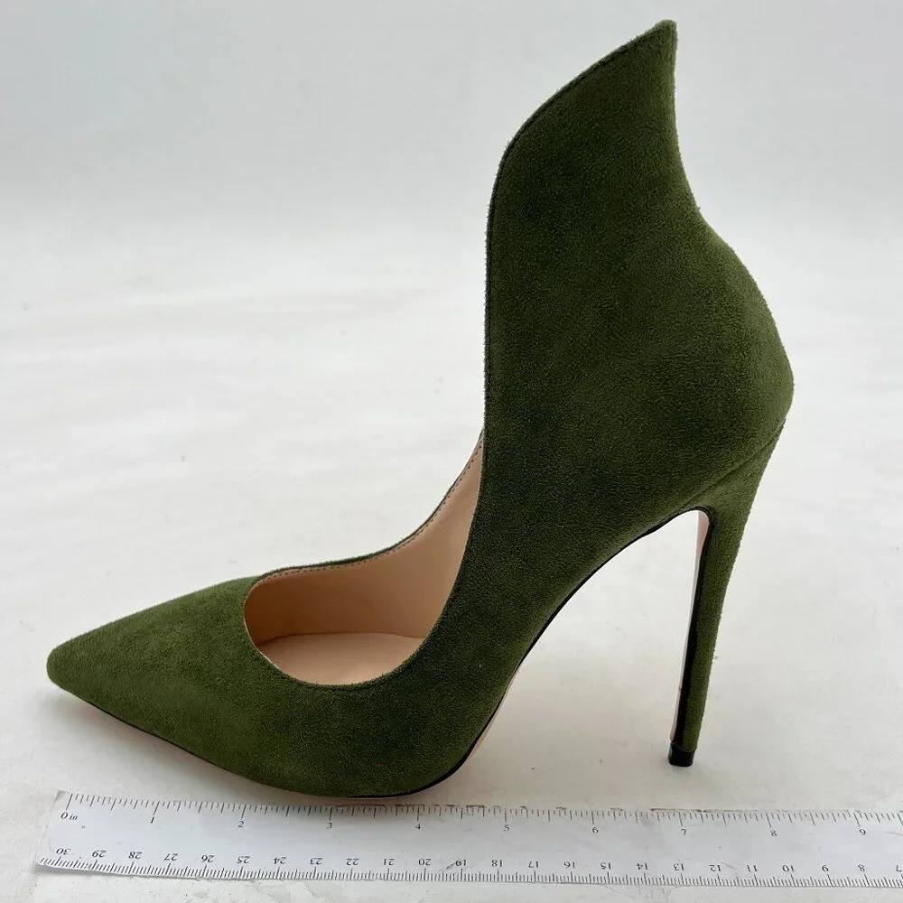 FSJ Olive Sexy Prom Pointy Toe High Heel Stiletto Pumps Closed Toe Party Shoes_2